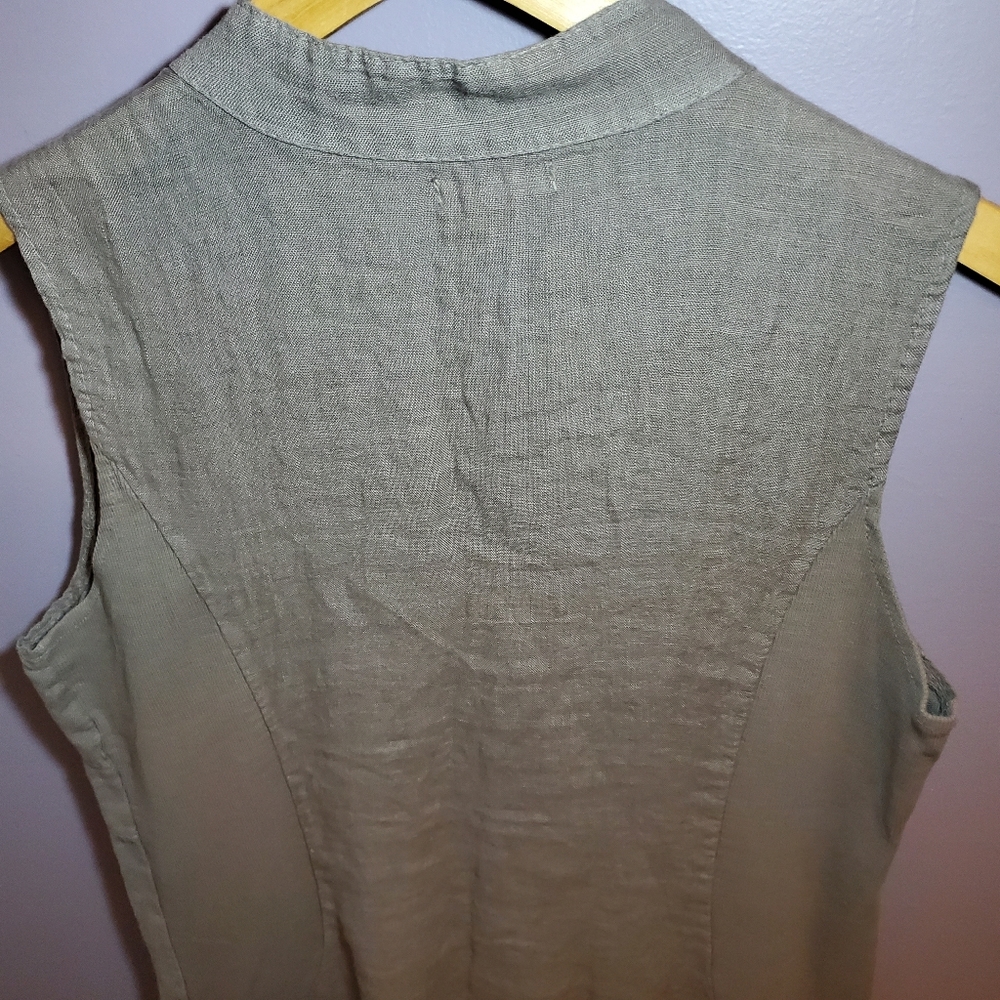 Sleeveless Linen Tunic Dress in Taupe - Picture 5 of 5